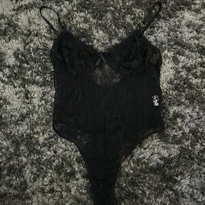 Black lace, Teddy lingerie